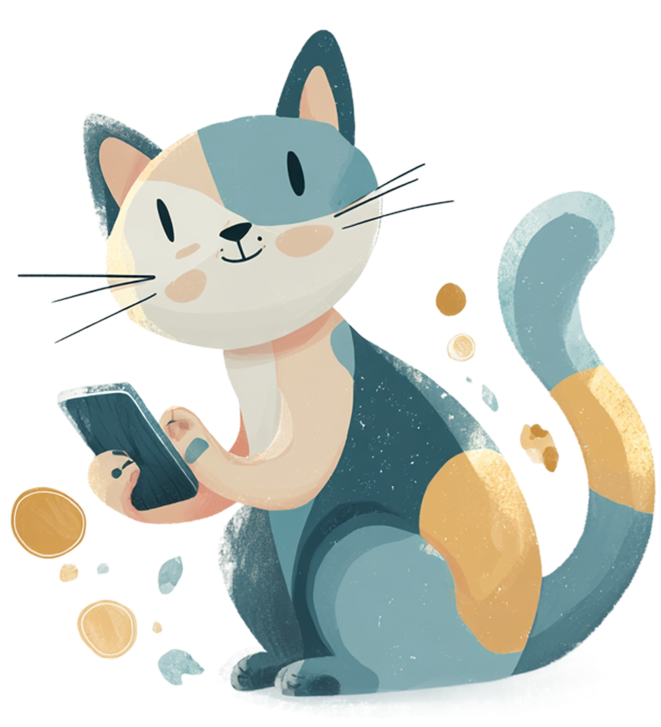 Clara the Cat with phone